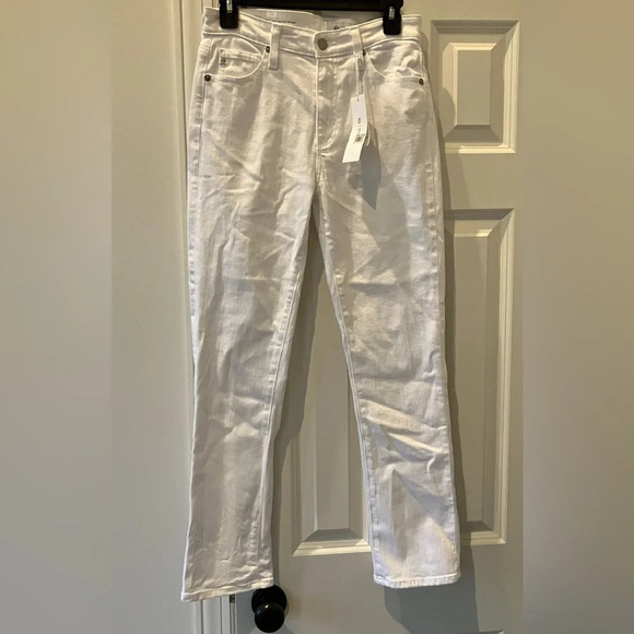 NWT AG Mari Crop High-Rise Slim Straight White Denim Jeans (26) - Picture 5 of 9